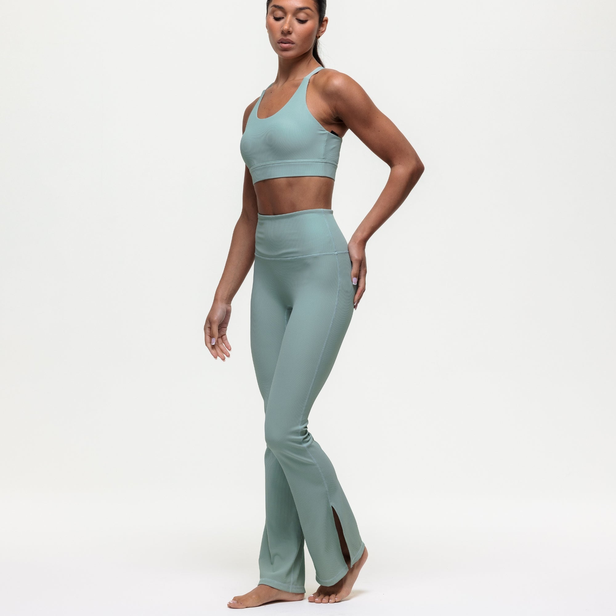 Maya Ribbed Flare Leggings - Seamoss