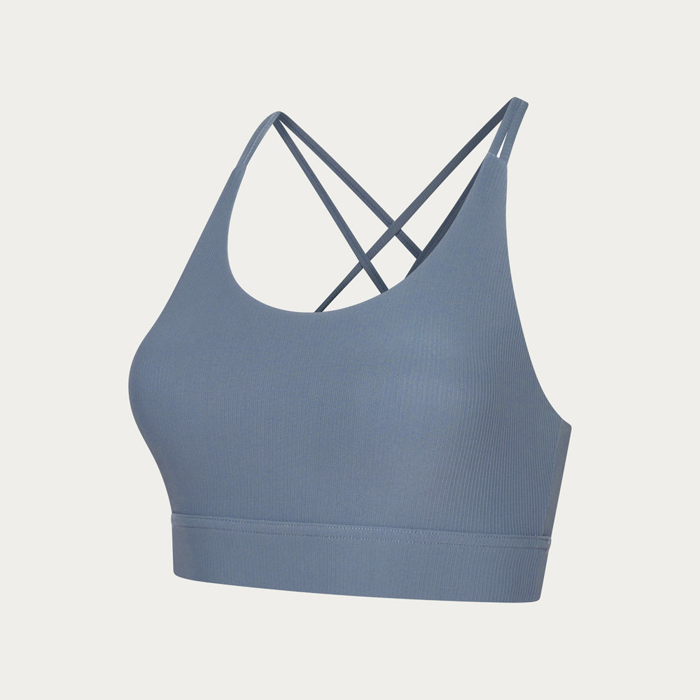 Namaste Ribbed Medium Support Bra - Graphite