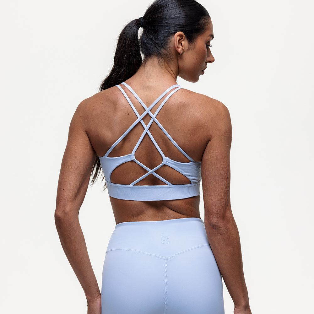 Namaste Ribbed Medium Support Bra - Cashmere Blue