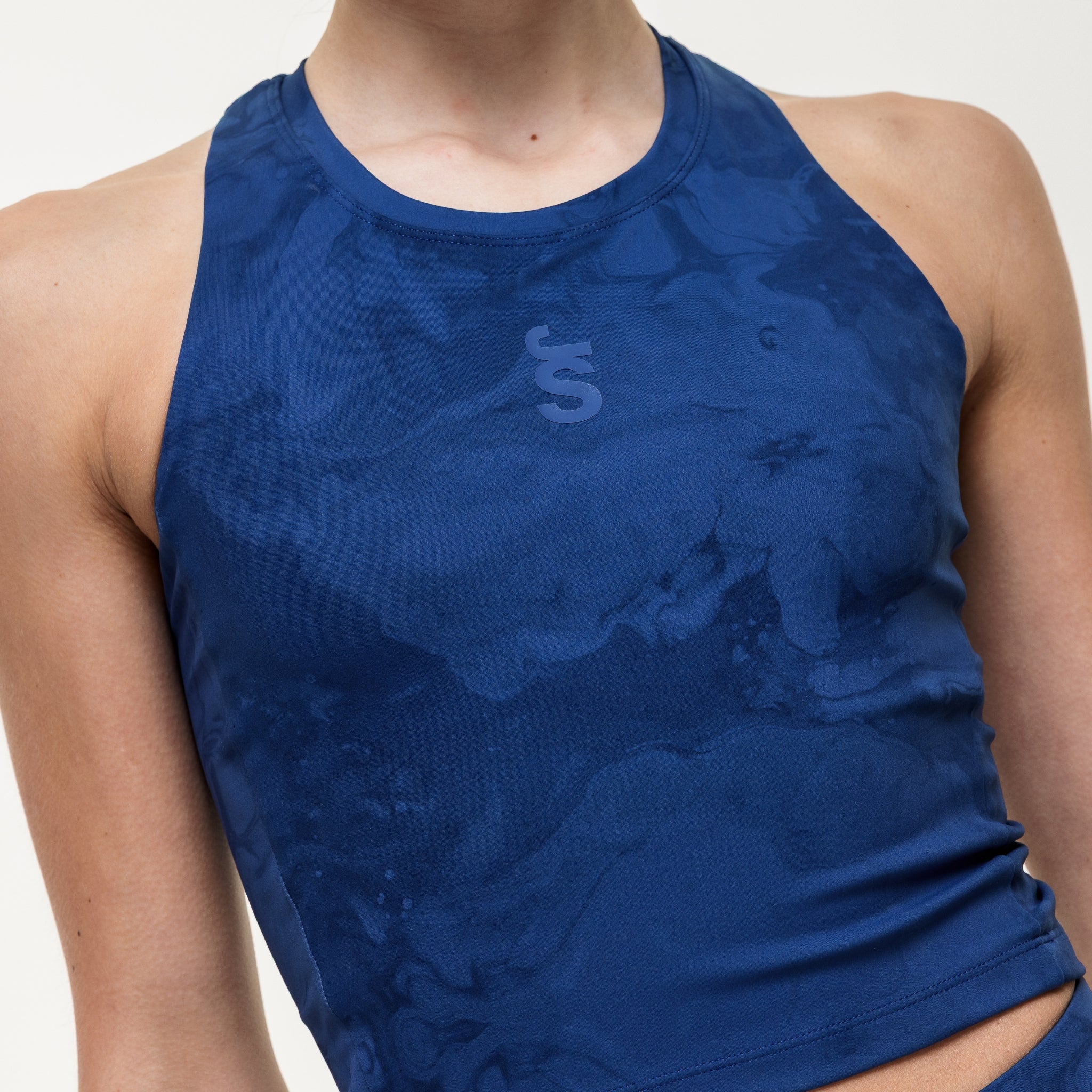 Training Crop Tank - Indigo Marble