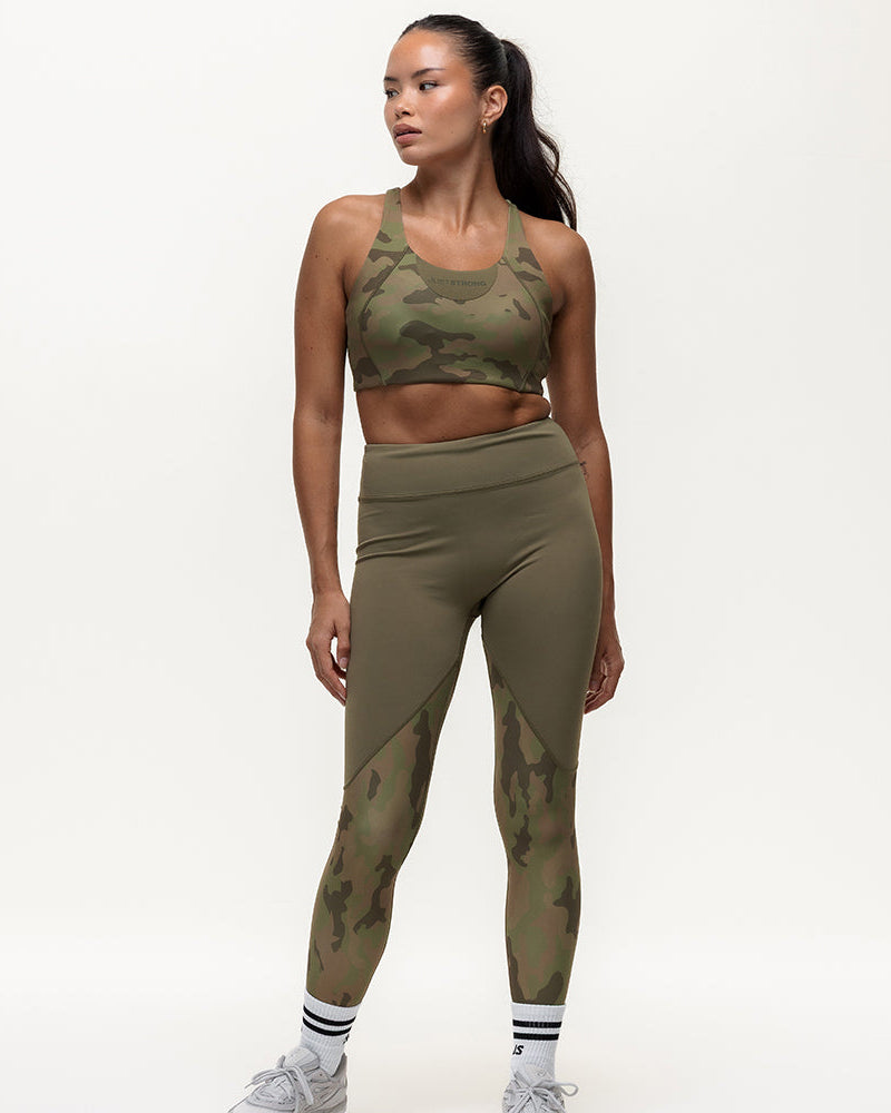 Vertex Camo High Rise Leggings - Military Green