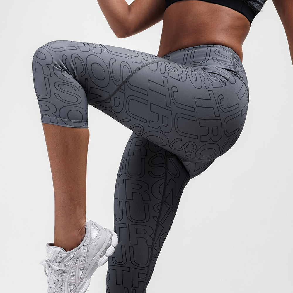 Printed Motion Capri Mid Rise Leggings - Slate/Black