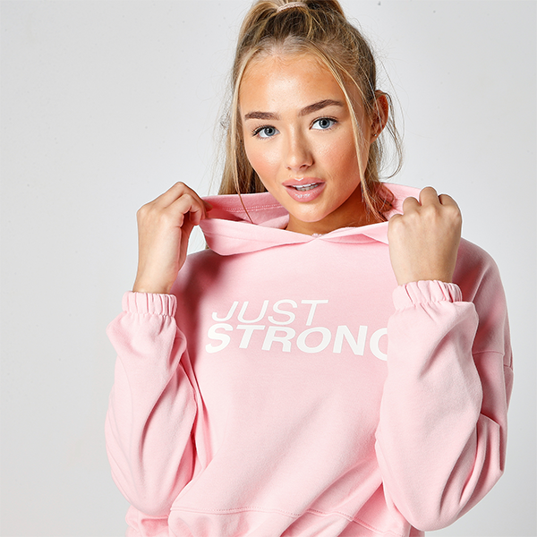 Pink Cropped Statement Hoodie